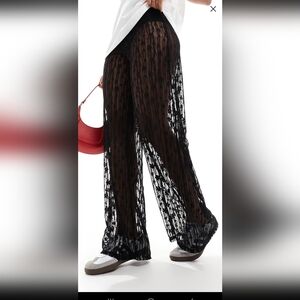 Lace/ Sheer Wide Leg lace Pants